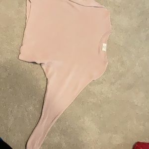 Aritzia Wilfred Pink Ribbed Sweater